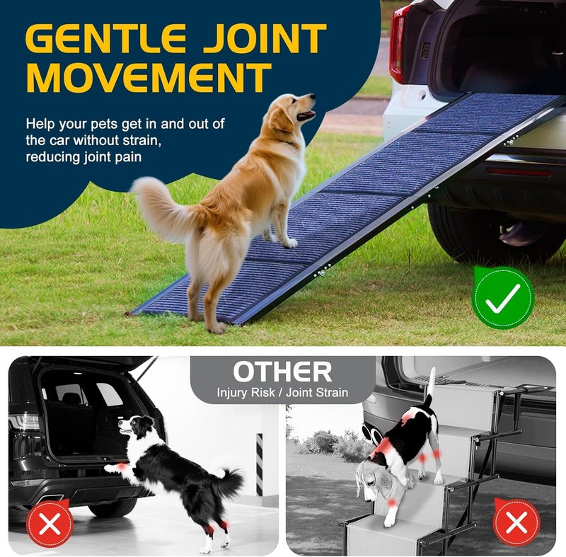 DoCred Dog Ramp for Car, 71'' L x 20'' W Dog Ramps for Large Dogs, Extra Wide Pet Ramp with Non-Slip Surface for Medium & Large Dogs to Get in Car, SUV & Truck, Supports Up to 250 Lbs - Image 2